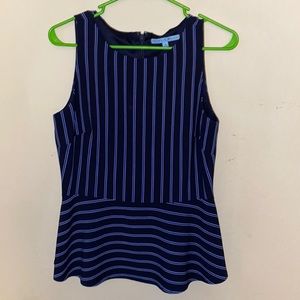 *EUC*Antonio Melani Navy Pinstripe Peplum Top